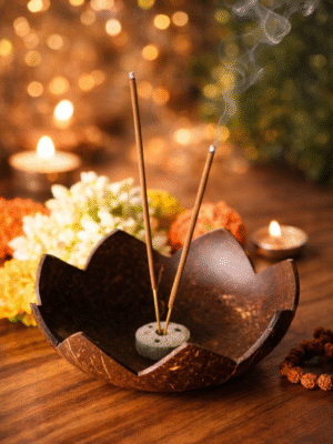 Coconut Shell Incense Stand with Ash Catcher