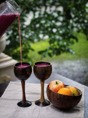 Coconut Shell & Wooden Wine Glasses ( Set of 2 )