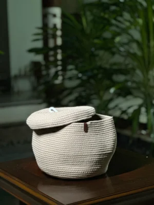 Jute Storage Basket with Lid